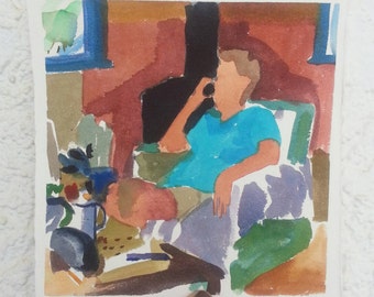 What news from the cottage- original watercolor painting