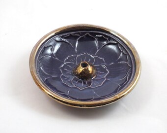 Incense Burner LOTUS PURPLE Handmade Ceramic Pottery