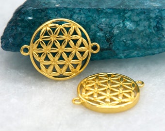 Flower Of Life Links, 15mm, 2pcs, Bracelet Links, Alloy Metal -C818