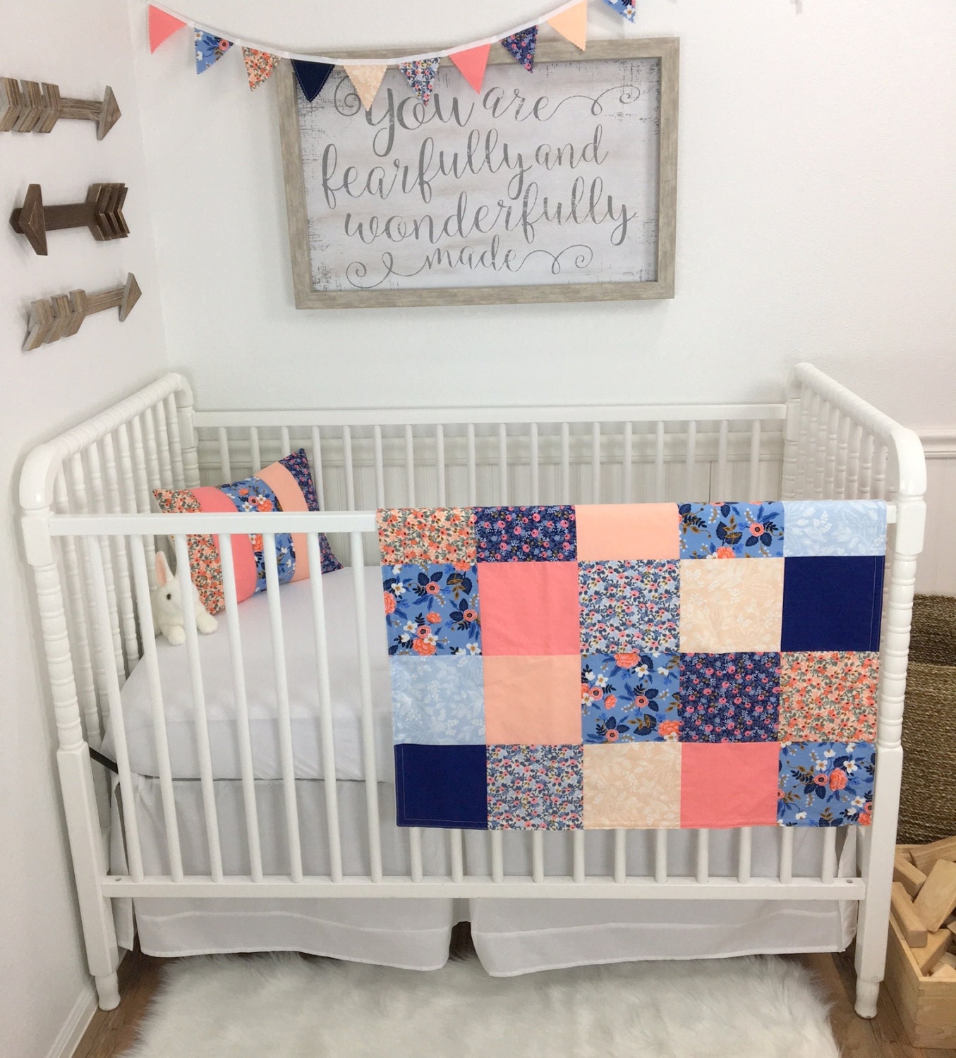 Baby Girl Blanket Nursery Decor Patchwork Blanket Floral