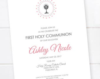 Confirmation Invitation, First Communion Invitation, Baptism, First Eucharist, Announcement, Confirmation Invitation Custom Colors PRINTABLE