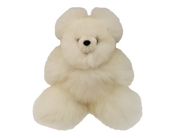 Alpaca Real Fur Teddy Bear - White