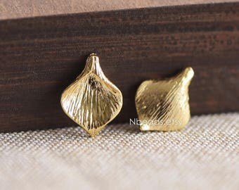 6pcs Gold plated Brass Calla Lily Bead Charms 17mm, Lead Nickel Free (GB-063)
