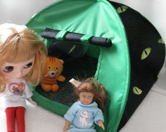 Pop Up TENT Blythe Barbie green Nylon n Eyes also Mimi American dolls or stuffed animals up to 14 inch