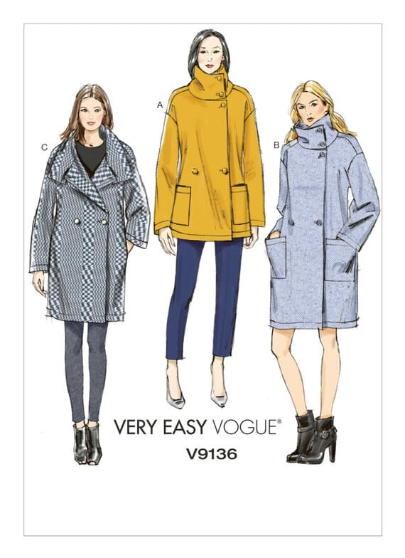 Pick Your Size Vogue Coat Pattern V9136 Misses'