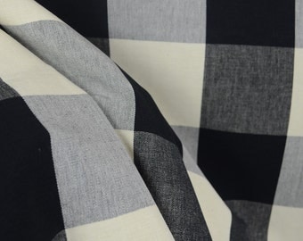 3163 9 Large 4 inch Black Cream Buffalo Check Fabric