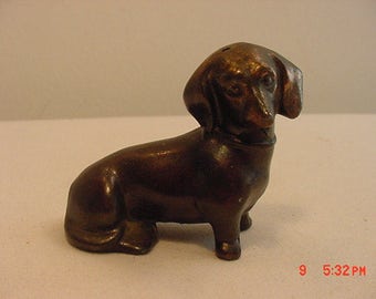 Vintage Miniature Metal Dachshund Dog Figurine 17 - 457