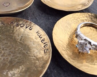 Ring Dish - Hammered Brass Dish - Ring Dish Personalized - Wedding Ring Dish - Wedding Ring Holder - Incense Dish
