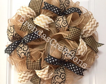 Everyday Wreath, Home Decor, Wreaths for Front Door, Mesh Wreath, Gift For Couple, Outdoor Wall Decor, Wreaths and Swags, Welcome Wreath