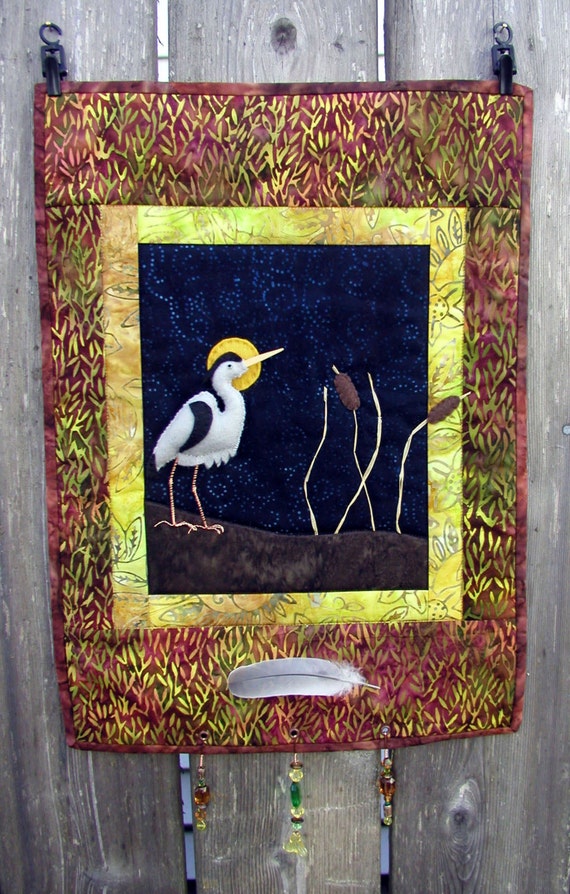 Great Blue Heron Art Quilt