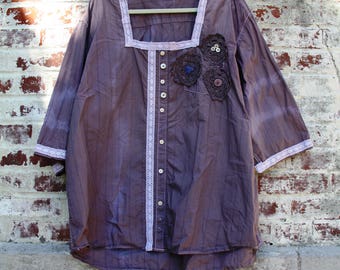 2X size /The Waves of the Nothing /Tunic/Hand-Dyed/Eco/Boho/Country living/Cottage Chic #24
