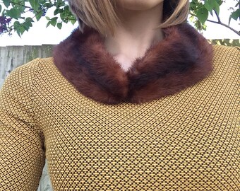 Vintage Mink Collar - Brown Fur - 1950s Fur Collar - Real Fur Collar - Vintage Genuine Fur - Detachable Collar