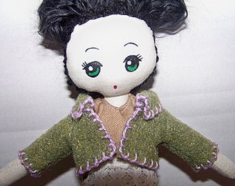 Amelia, OOAK handsewn doll, cloth doll, fabric doll, handmade doll, kawaii, comes in gift bag