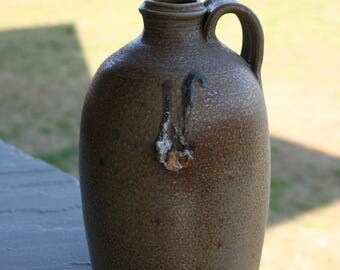 Salt Glazed Pottery Jug with Melted Brick Seagrove NC