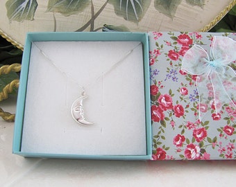 Man in the Crescent Moon sterling silver necklace