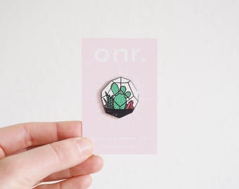 Terrarium Enamel Pin // enamel pin - pin badge - cactus pin - succulent pin - plant pin - lapel pin - flair - enamel jewellery