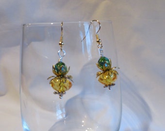 Pumpkin Earrings on Gold Ear Wires, Pumpkin, Earrings