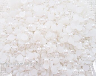 100pcs - 6mm White Flatback Pearls Decoden PRL106