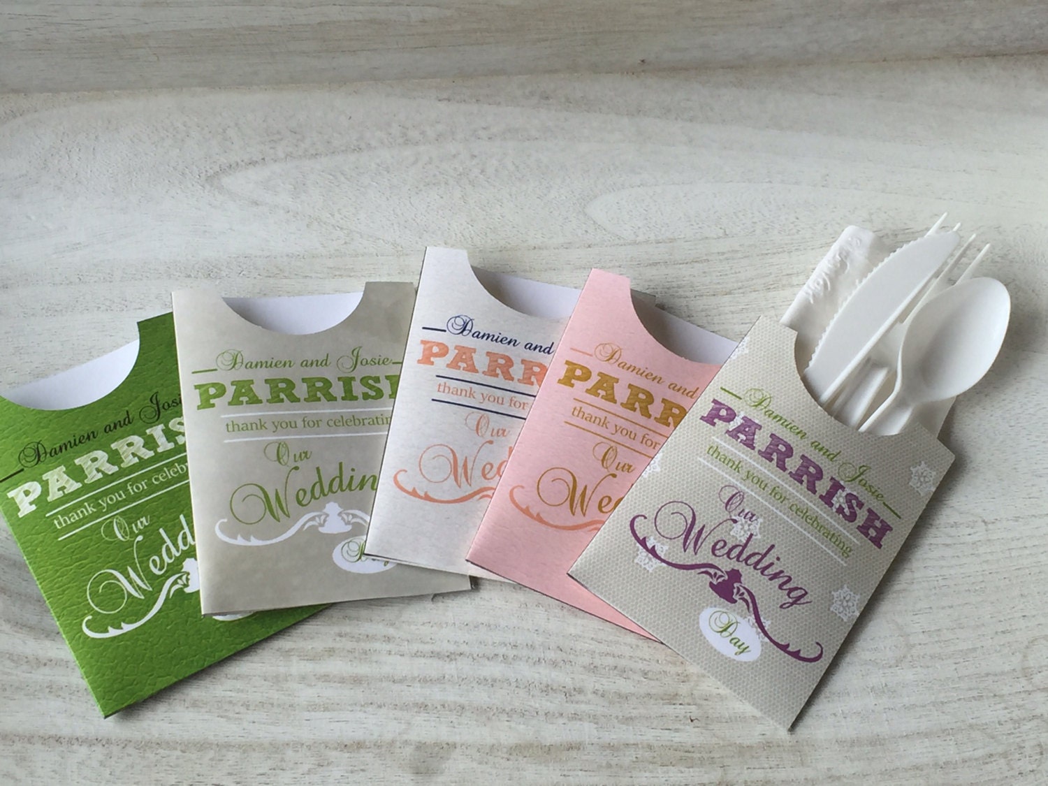 Personalized wedding reception Utensil holder Wedding Table