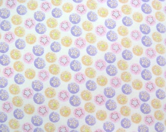 Flannel Fabric by the Yard in a Pink, Purple and Yellow Soft Stars Print 1 Yard