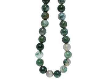 Moss Agate Round Bead Strand - 16"