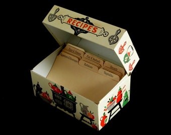 Metal Recipe Card File Box 3 x 5 Index Card Organizer with Thumb Tab Dividers Stylecraft 805
