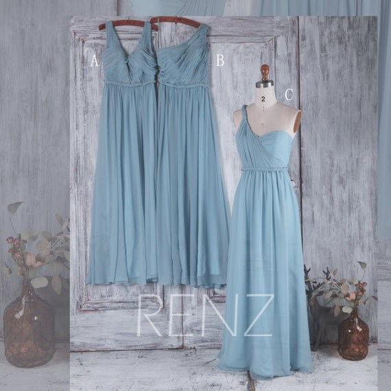 2019 Long  Dusty  Blue  Bridesmaid  Dress  Mix and Match Wedding 