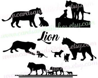 Lion SVG - Lion and Cubs SVG - Digital Cutting File - Graphic Design - Vector - Cricut Cut - Instant Download - Svg, Dxf, Jpg, Eps, Png