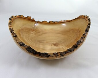 Beautiful Wooden Ash Bowl, Natural Edge, Lathe Turned