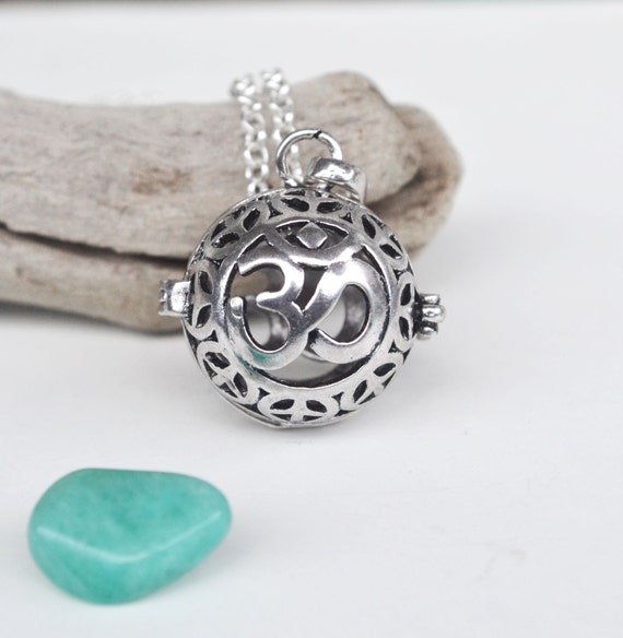Om Necklace Crystal Cage Necklace Harmony Ball Om Jewelry