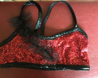 Red and Black Sequin Dance Top