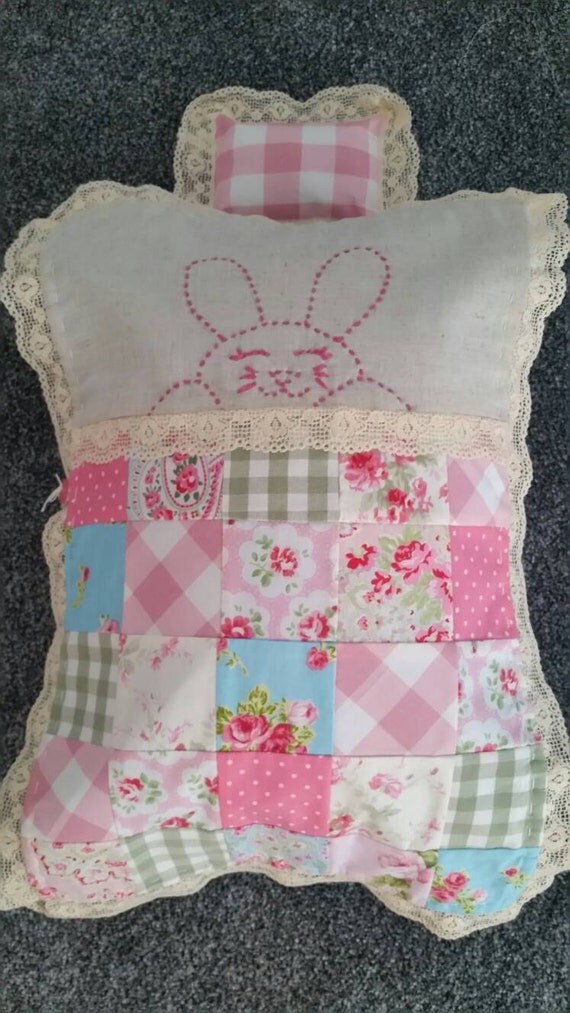 Items similar to Patchwork quilt and Pillow Dolls Bedding / Pram Set