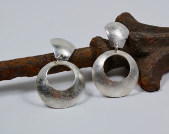 Sterling Silver Earrings - Hoop Earrings - Retro - Mid Century