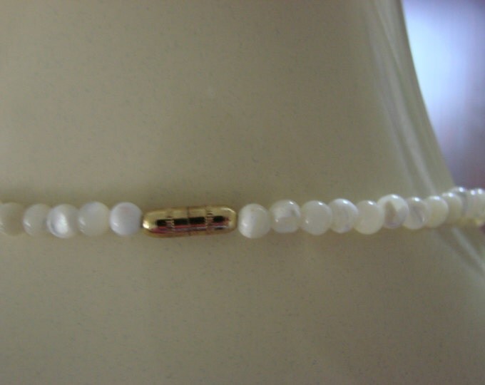 Vintage Natural Mother of Pearl Carved Bead Necklace Graduated Beads