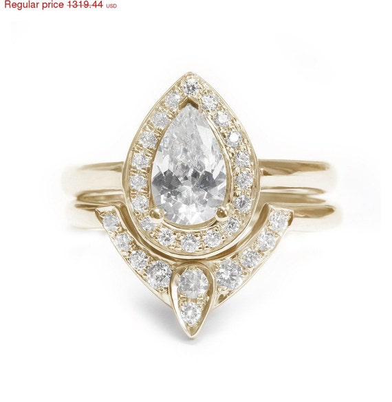 Valentines SALE  Pear Shaped Moissanite  by SillyShinyDiamonds
