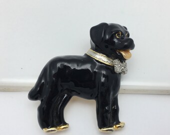 Vintage Black Dog Brooch Dog Pin Black Dog Pendant