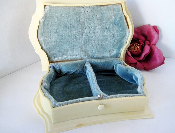 Celluloid Jewelry Box - Art Deco Vanity - Signed Dubarry - French Ivory Presentation Box