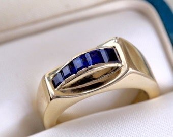 Reserved for S--2nd of 7 payments--Rare Tiffany & Co Antique Art Deco Sapphire Ring with Original Box, Vintage 14k Gold Ring