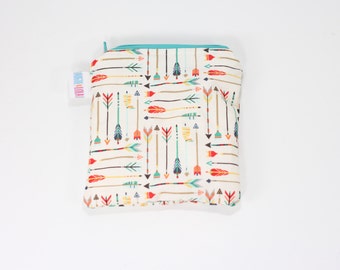 Arrows Reusable Bag, Reusable Bags, Reusable Snack Bags, Reusable Sandwich Bags, Handmade Zipper Bags, Small Zipper Pouch