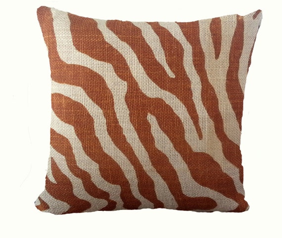 Zebra Pillow 12 x 12 Pillow Cover Burlap by PillowMakers