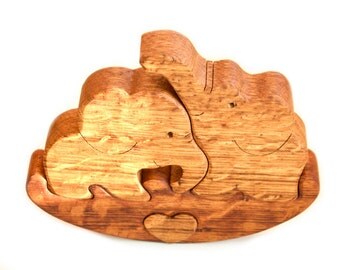 Wood Puzzles Elephants. Wooden toys, wooden animal puzzle, eco-friendly handmade toys for babies, children, kids, boys and girls
