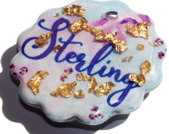 EVERETT Floral Pet ID Tag, No Metal Jingle Noise - Customized Pet Tags - Pet Id Tag for Dogs Cat - Unique Dog ID Tag, Pick Size, Shape, Font