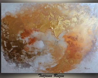 Large Abstract Painting Original Acrylic Painting Large Art Abstract Painting Original Painting Art Painting Abstract Art Gold Wall Art, TR