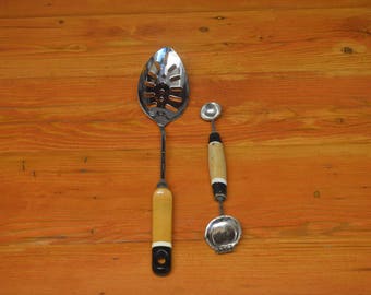Vintage slotted spoon and butter curler melon baller