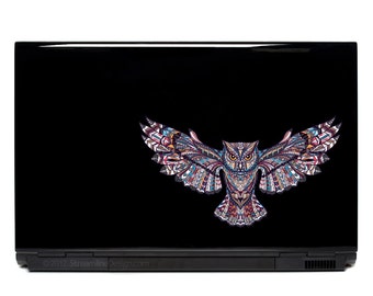 Owl Ornate Vinyl Laptop or Automotive Art FREE SHIPPING decal laptop notebook art sticker ornate detailed colorful flying psychedelic
