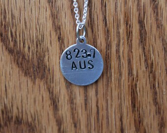 823.7 AUS - Austen Dewey Decimel Metal Stamped necklace