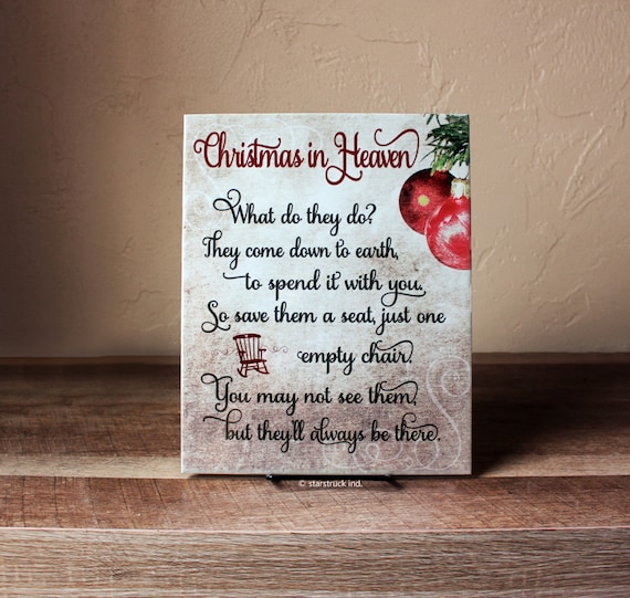 Christmas in Heaven Sign 8x10 Poem with Chair What do they