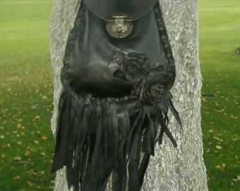 Vintage 90’s paisley black fringe purse