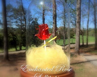 Enchanted Rose Lollipops Red 12, Beauty and The Beast Party, Wedding Favors, Anniversary Favors, Baby Shower Favors, Bridal Shower Favors