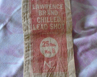 Vintage Canvas Bag For Lead Shot, Lawrence Brand Chilled Lead Shot, 25 Lbs. No.8, from NL Ind. Inc., Granite City, ILL